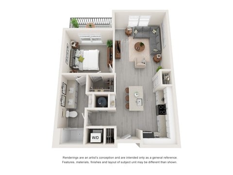 Floor plan for 1 bed, 1 bath, 778 sqft